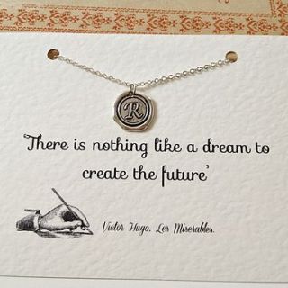 personalised book quote and initial necklace by literary emporium