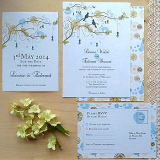 floral tree wedding stationery by ink pudding