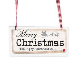 personalised merry christmas wooden plaque by lindsay interiors