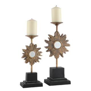 Crestview Golden Starlight Resin Candlesticks (Set of 2)