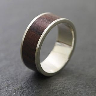 native chunk silver and wood ring by shiruba tree