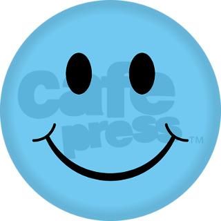 Blue Smiley Face Round Sticker by thespankdmonkey