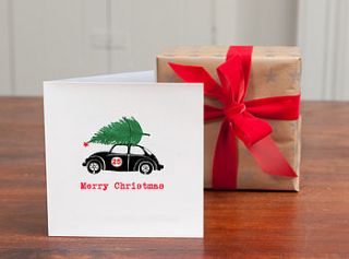 personalised 'vw beetle christmas card' by honey tree publishing