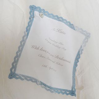 personalised something blue handkerchief by little foundry