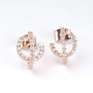 rose gold diamante double hoop earrings by astrid & miyu