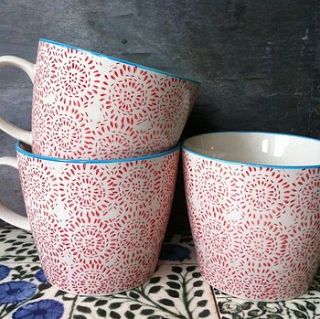 set of three 'blossom' porcelain mugs by the forest & co