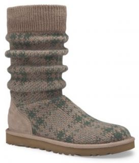 Ugg WOMENS Plaid Knit Ever Green 10 Boots Shoes