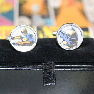 silver superhero cufflinks by all things brighton beautiful