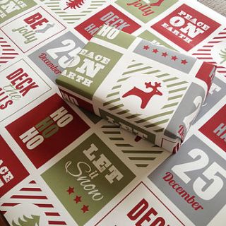 'ho ho ho' christmas eco wrapping paper by jg artwork