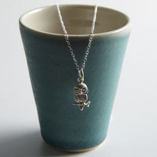 silver owl necklace by lily charmed