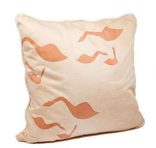 hand printed swan cotton sateen cushion by slcslc