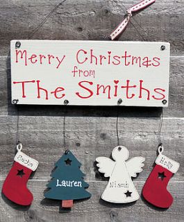 personalised family christmas sign by sacha   smith