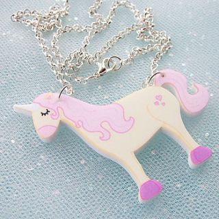 girl's unicorn acrylic necklace gift by hoobynoo world
