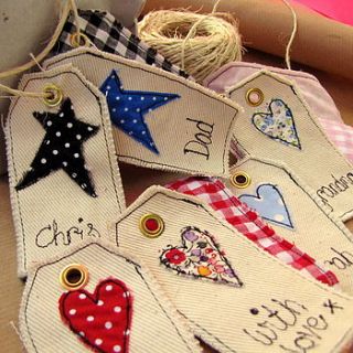 personalised hearts and stars tag by sew very english