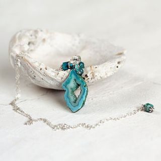 agate druzy pendant necklace by artique boutique