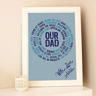 personalised 'our dad/mum' typographic print by more than words 'typographic art'