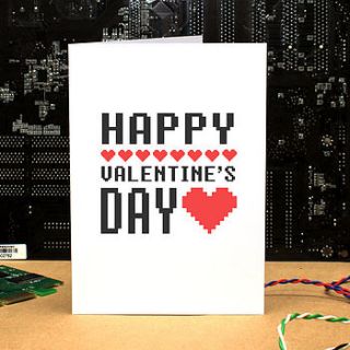 eight bit pixel heart valentine's card by geek cards for the love of geek