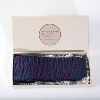 luxury 100% silk knitted striped tie by coeur menswear