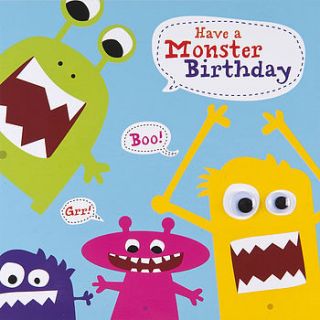 monster birthday cards by aliroo