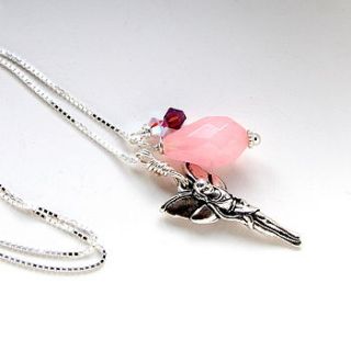 fairy, rose jade and crystal necklace by myhartbeading