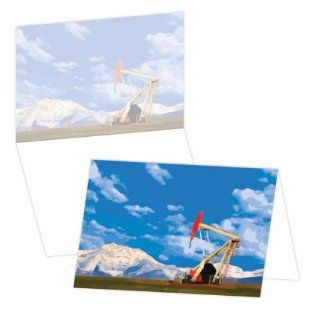 ECOeverywhere Oil Derrick Boxed Card Set, 12 Cards and Envelopes, 4 x 6 Inches, Multicolored (bc14380)  Blank Postcards 