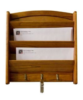 Home Basics Pine Letter Rack with Key Hooks   Wall Mounted General Purpose Storage Racks