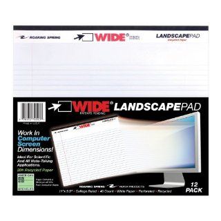 Roaring Spring Paper Products Wide Landscape Writing Pad, 40 Sheets of White Lined Paper, Landscape Orientation (74500)  Legal Ruled Writing Pads 