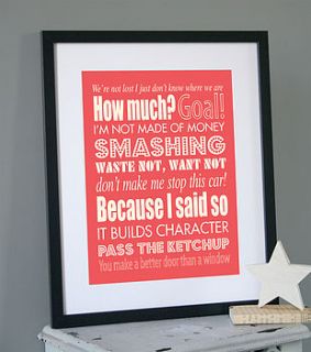 personalised dad's sayings print by modo creative