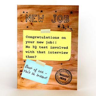 reality check 'new job' greetings card by 2by2 creative