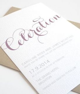 celebration personalised wedding invitation by lola's paperie