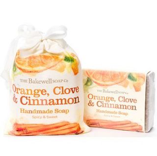 orange clove and cinnamon soap and gift bag by the bakewell soap company