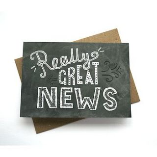 'really great news' greetings card by the happy pencil