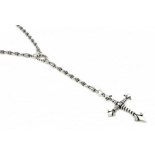 Plutus Partners Twisted Blade Silver Studded Link Necklace