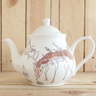 stag tea party design teapot by mellor ware