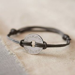 personalised coordinate open disc bracelet by merci maman