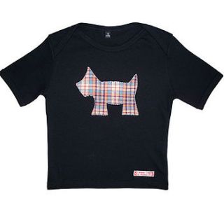 hand appliqued organic t shirt  scottie dog by clever togs