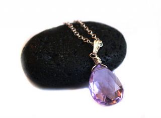 amethyst pendant necklace in silver by prisha jewels