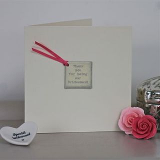 'thank you, bridesmaid' handmade card by chapel cards