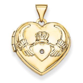 Gold and Watches 14k Diamond Claddagh Heart Locket Jewelry