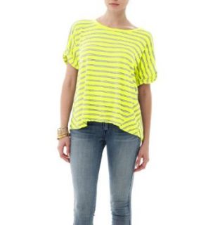 Michael Stars Jersey Stripe Short Sleeve Cropped Tee, One Size, Highlghter