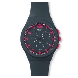 Swatch Originals A Touch of Fuschia Chronograph Charcoal Silicone Unisex Watch SUSA400 at  Men's Watch store.