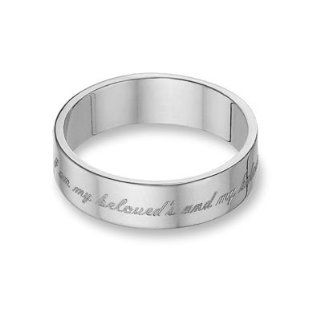 4mm Sterling Silver "I am My Beloved's and My Beloved is Mine" Wedding Band Ring Jewelry
