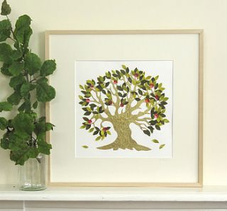 personalised fruit tree embroidered artwork by zoe gibbons