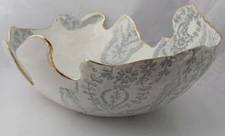 lace embellished porcelain dish by stephanie earl