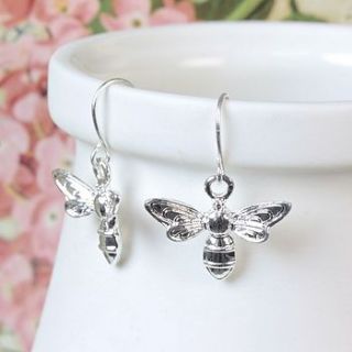 silver bee charm earrings by lisa angel