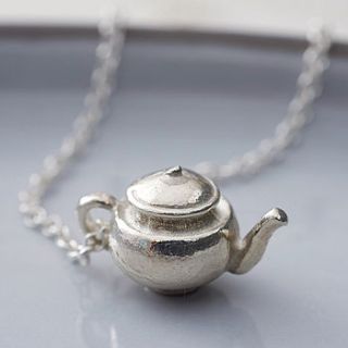 silver teapot necklace by cabbage white england