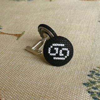 cross stitch zodiac cufflinks by handstitched with love