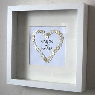 personalised button heart wedding picture by leah halliday