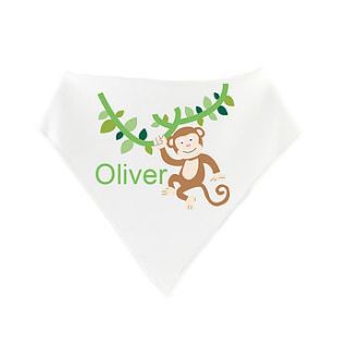 personalised monkey dribble bib by little baby boutique