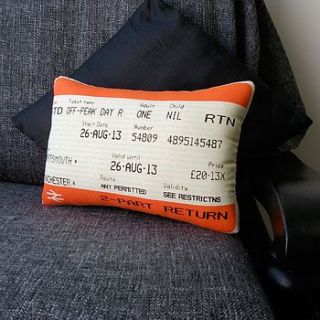 'personalised journey' train ticket cushion by ashley allen